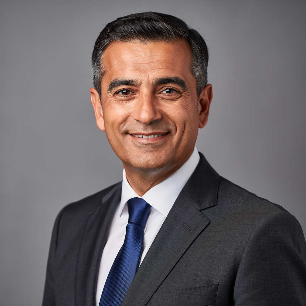 Senior Turkish television anchor portrait